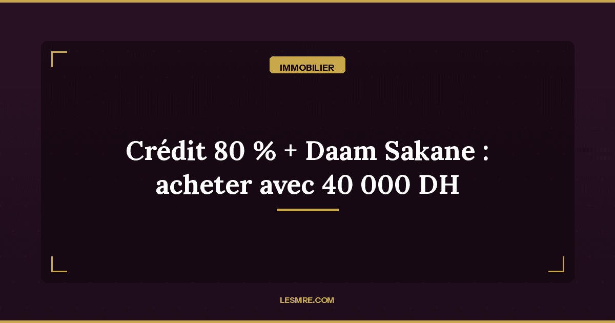 Immobilier MRE : comment combiner le credit a 80 % et l'aide Daam Sakane pour acheter avec 40 000 DH d'apport