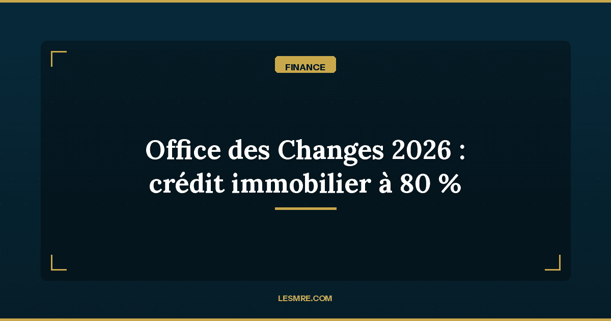 Office des Changes 2026 : les banques peuvent financer jusqu'à 80% de vos acquisitions immobilières