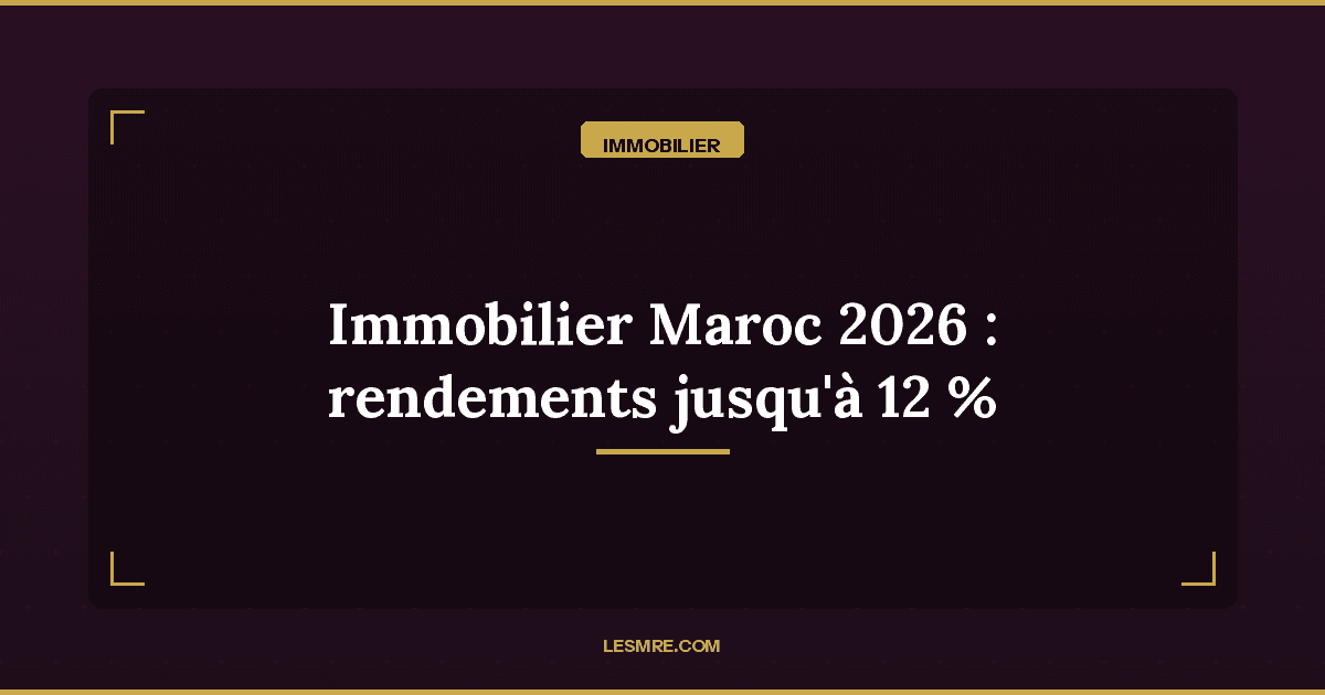 Immobilier au Maroc 2026 : rendements jusqu'à 12 % — le moment pour les MRE d'investir ?